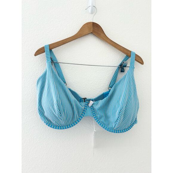 Andie Swim The Bermuda Top in Gold Stripe Blue Splash NWT - Picture 3 of 6